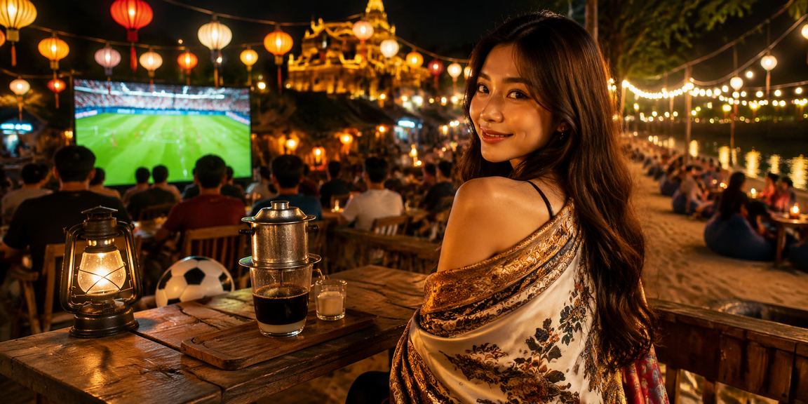 Người dùng Huế xem tỷ lệ thưởng bóng đá tại quán cà phê
